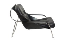 1970 Maggiolina Marco Zanuso Zanotta Design Black Leather First Edition Armchair