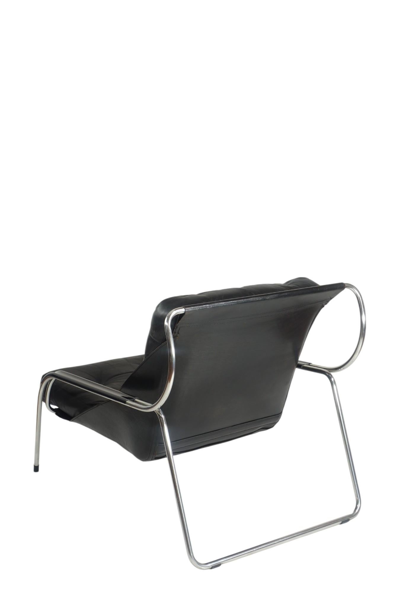 1970 Maggiolina Marco Zanuso Zanotta Design Sillón de cuero negro primera edición Moderno de mediados de siglo en venta