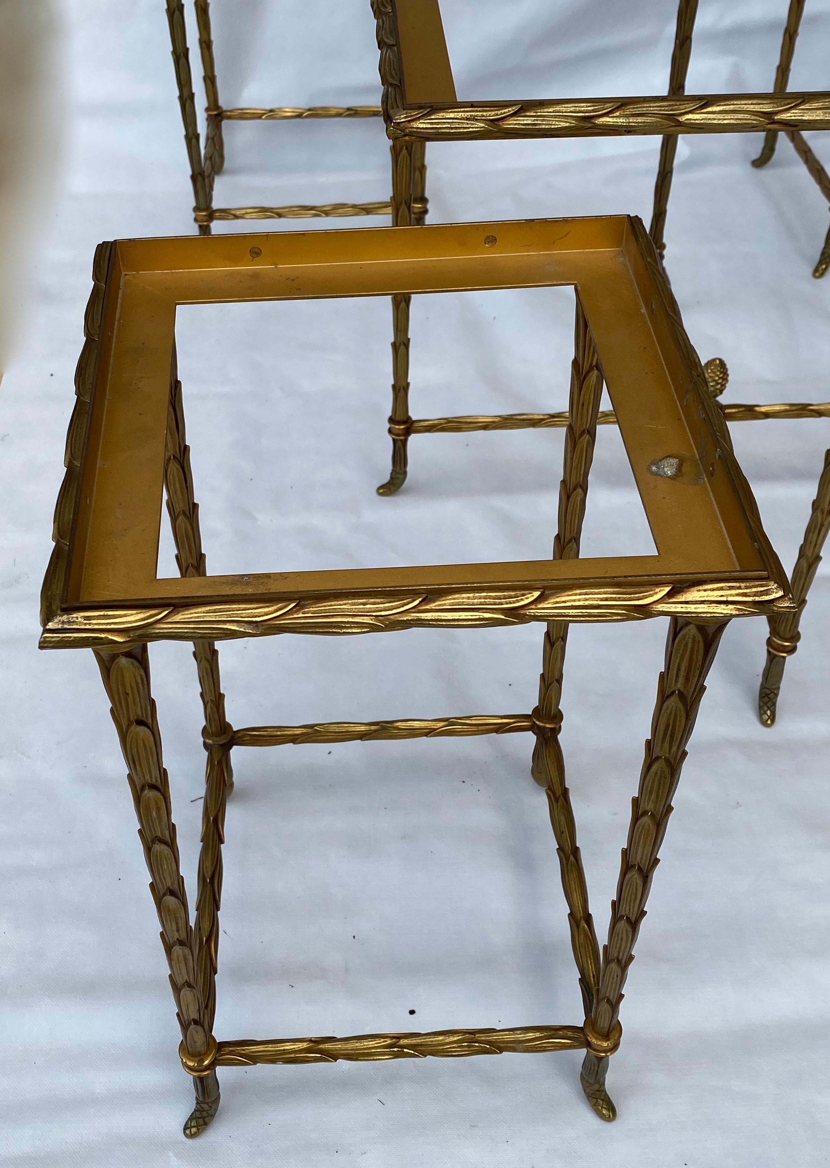Mid-20th Century 1970 ‘Maison Baguès or Charles or Jansen Coffee Table in Gilt Bronze + 4 Tables