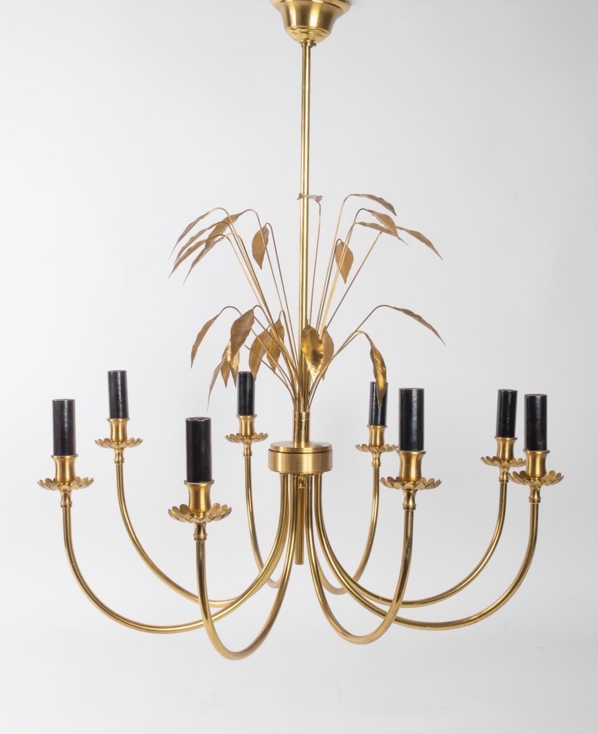 1970 Maison Charles Brass Chandelier 1