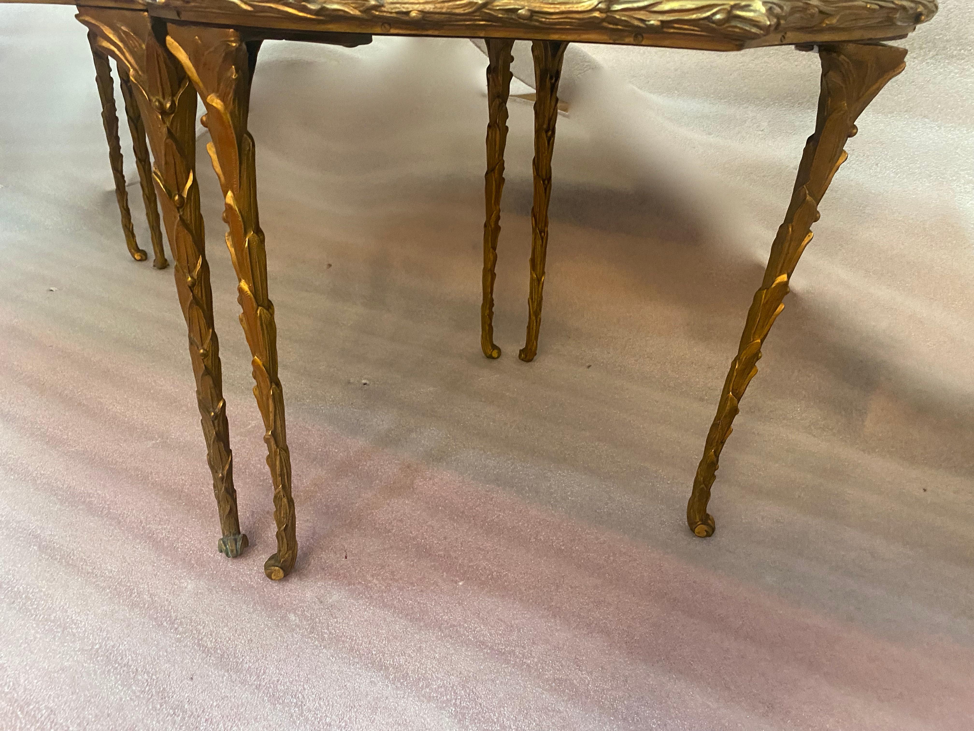 1970′ Maison Charles Tripartite Table Crossbow Shape, Jansen or Baguès Palm Tree 4