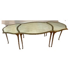 1970′ Maison Charles Tripartite Table Crossbow Shape, Jansen or Baguès Palm Tree