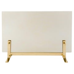 1970 Maison Roche chimney screen in gilded brass and slightly smoked safety glas