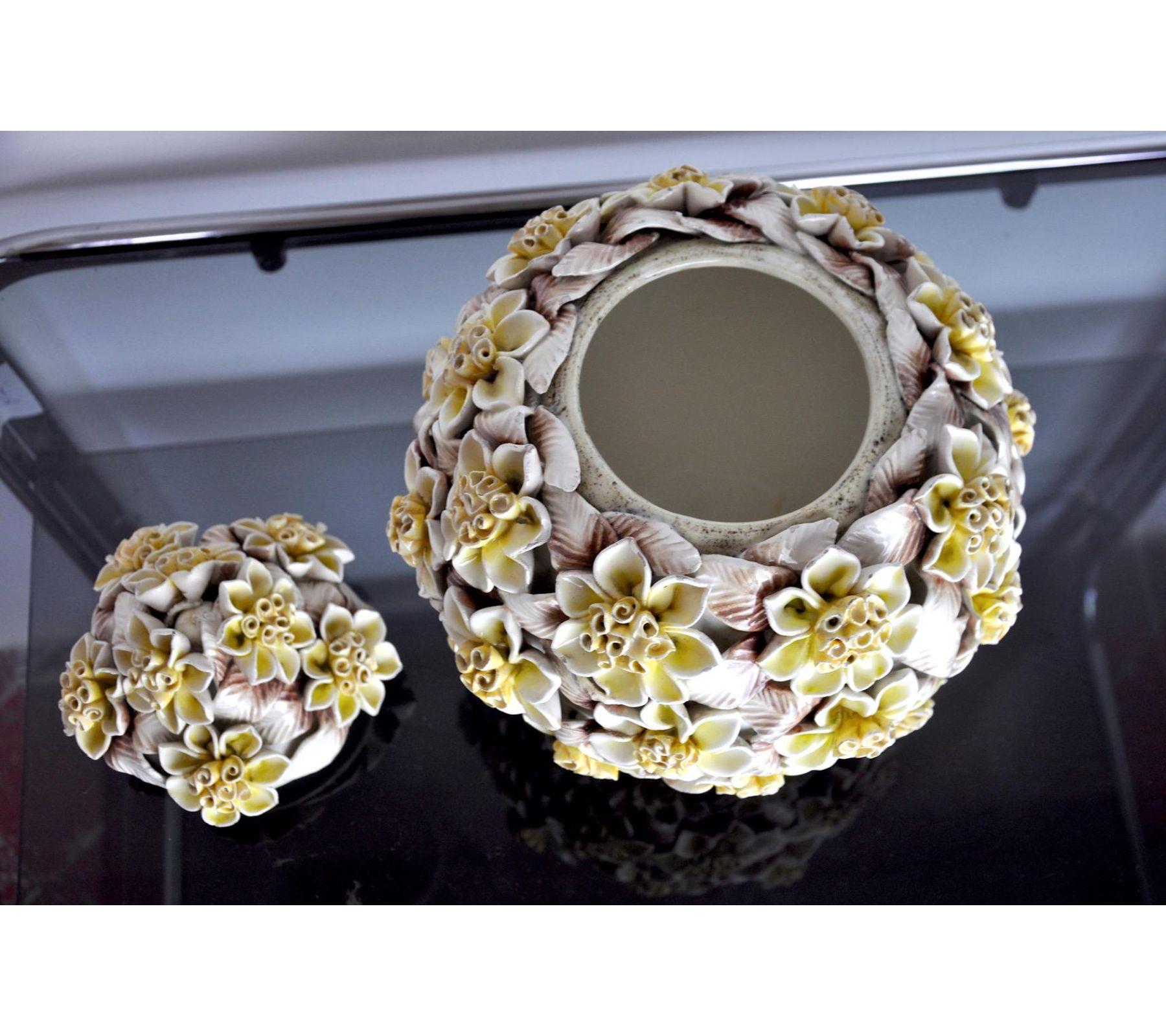 Late 20th Century 1970 Manises Flower Ceramic Vase, Spain
