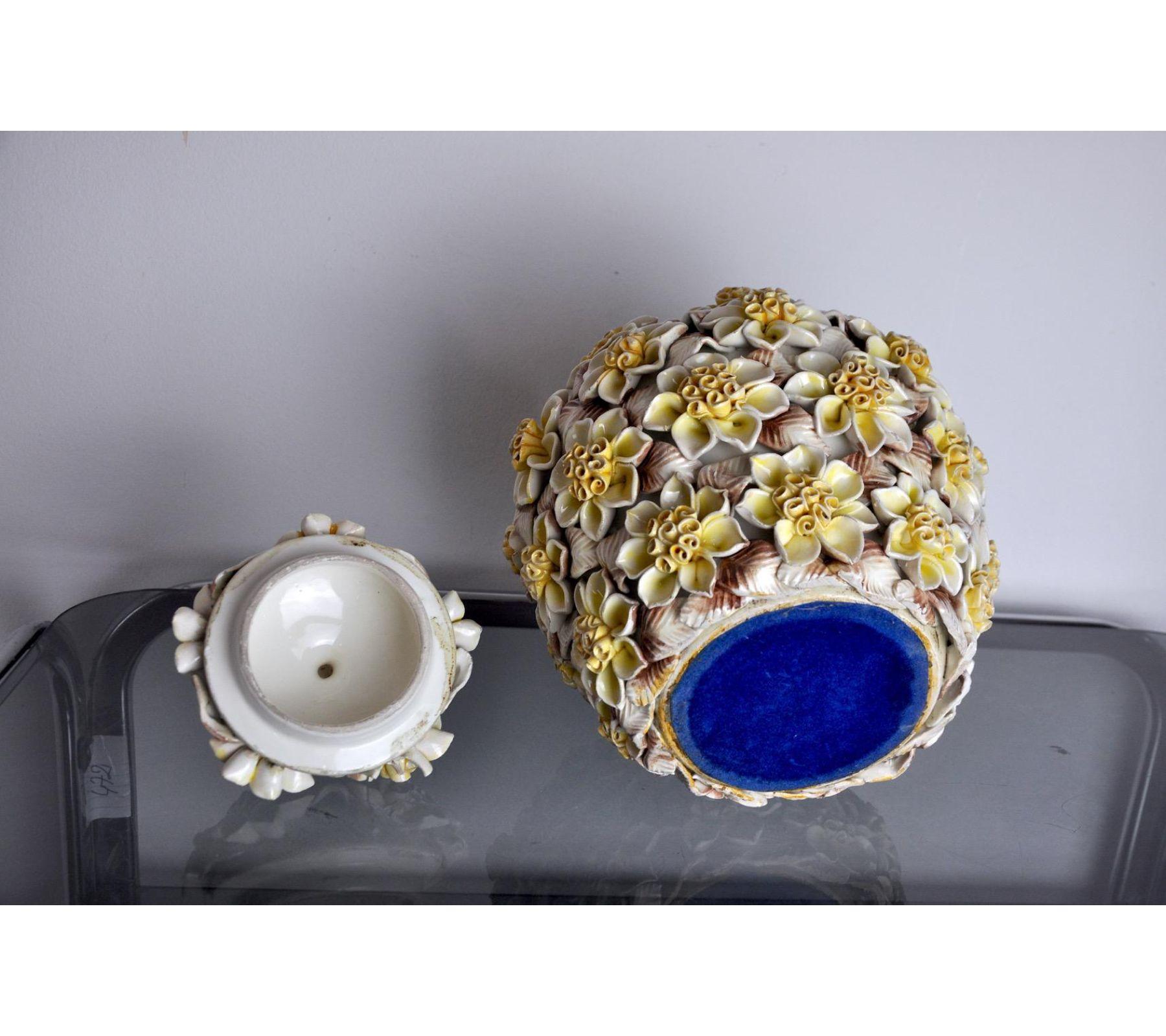1970 Manises Flower Ceramic Vase, Spain 1