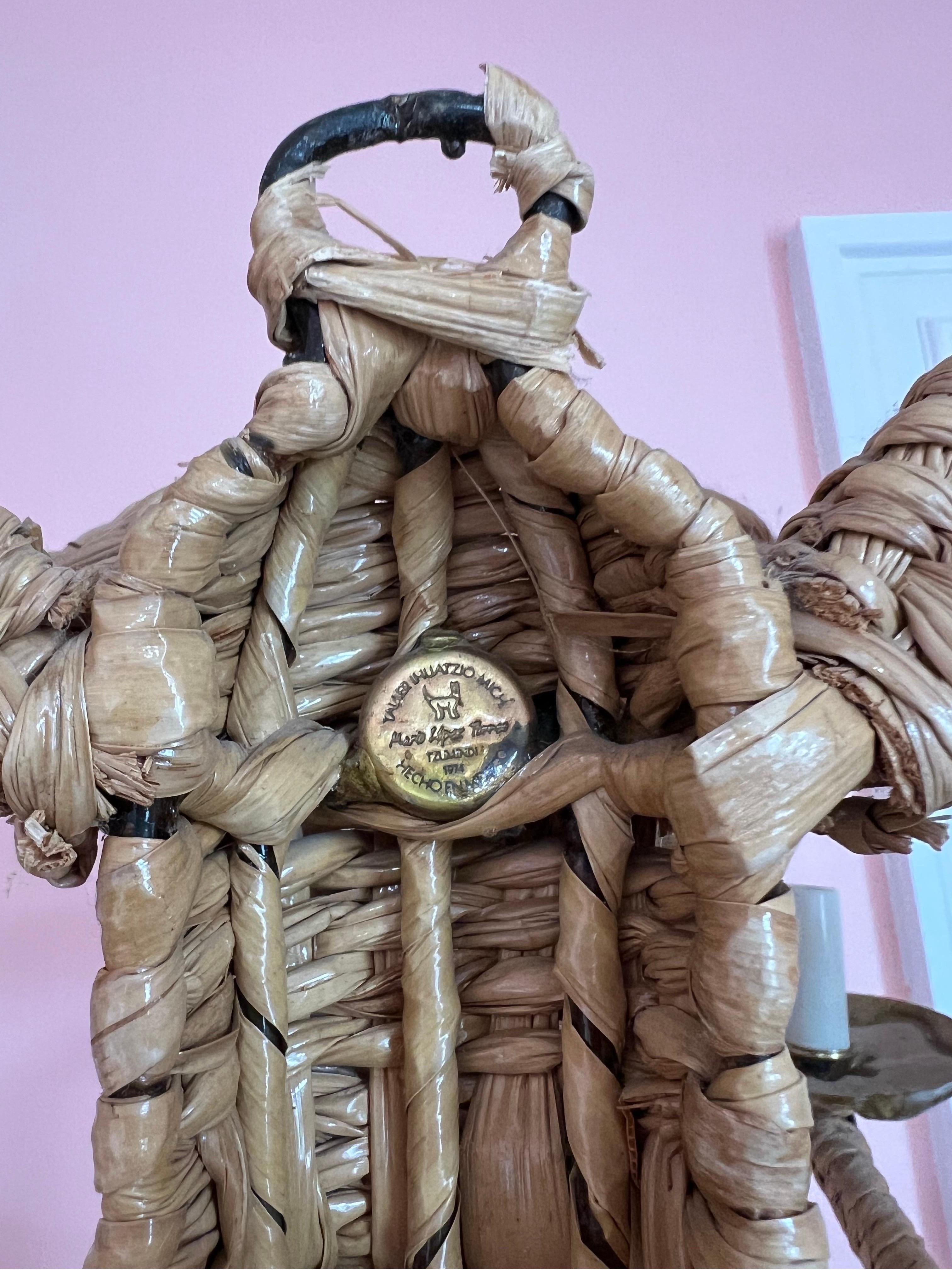 Rotin 1970 Mario Lopez Torres Lampe murale en forme de singe en vente