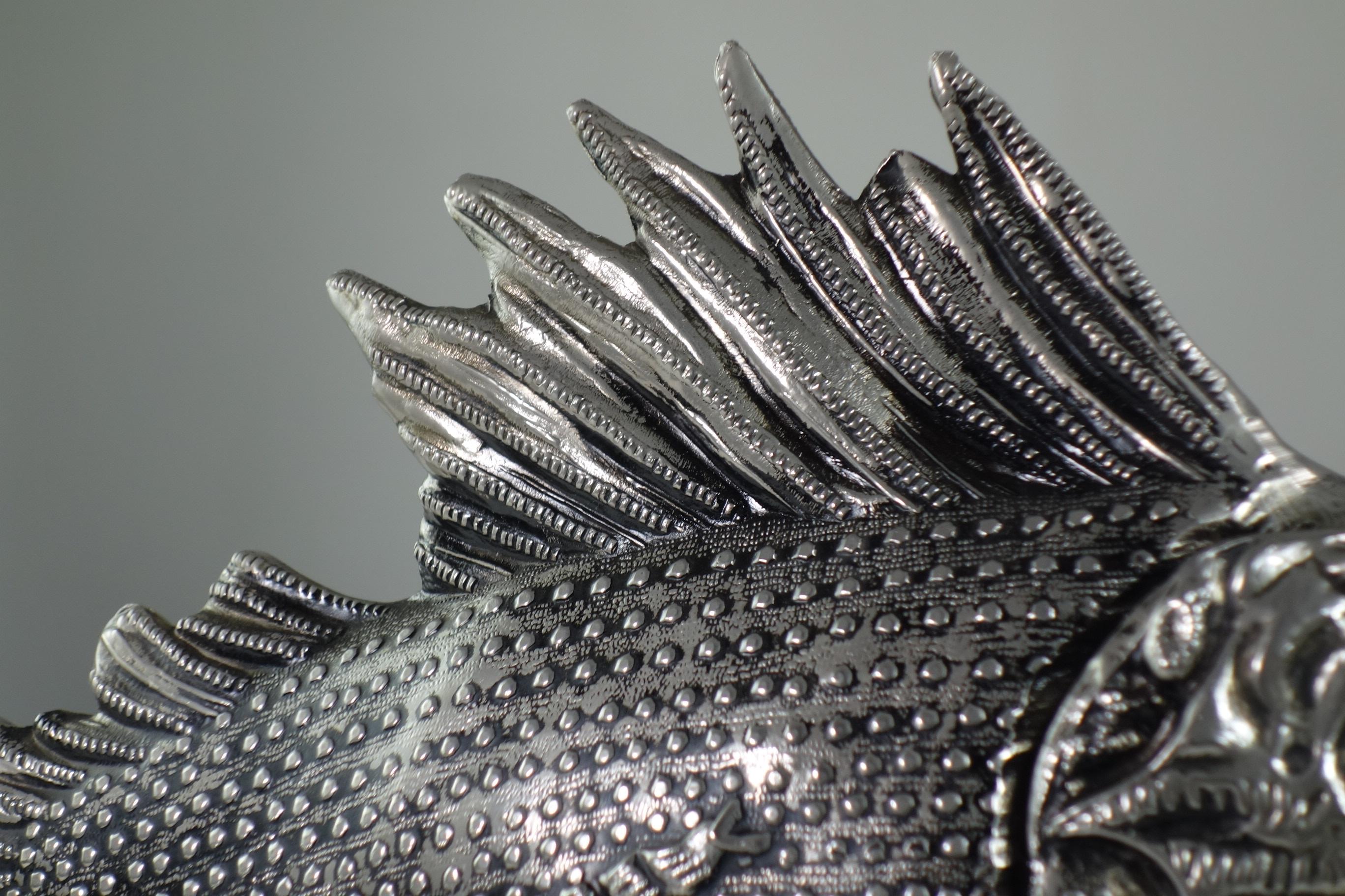 1970 Mauro Manetti Sturgeon Modern Silver Pewter Metal Fish Sculpture For Sale 5
