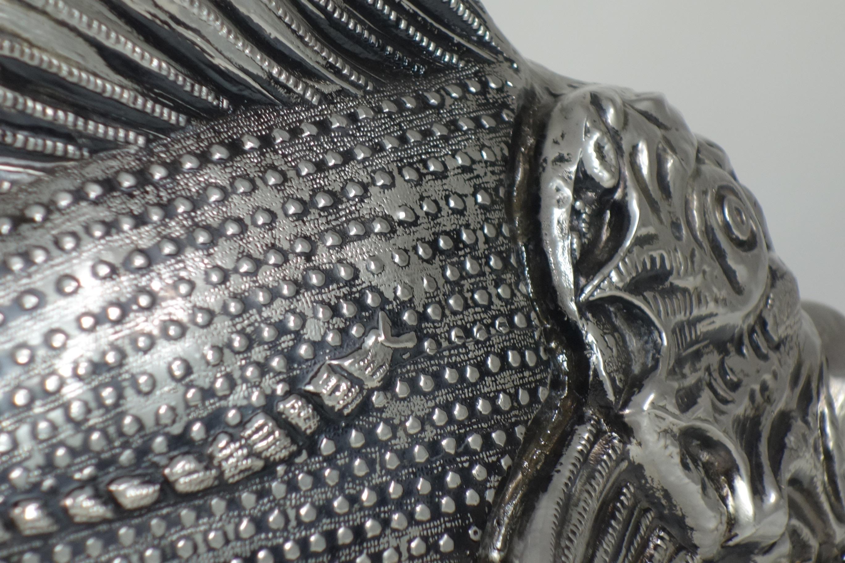 1970 Mauro Manetti Sturgeon Modern Silver Pewter Metal Fish Sculpture For Sale 3