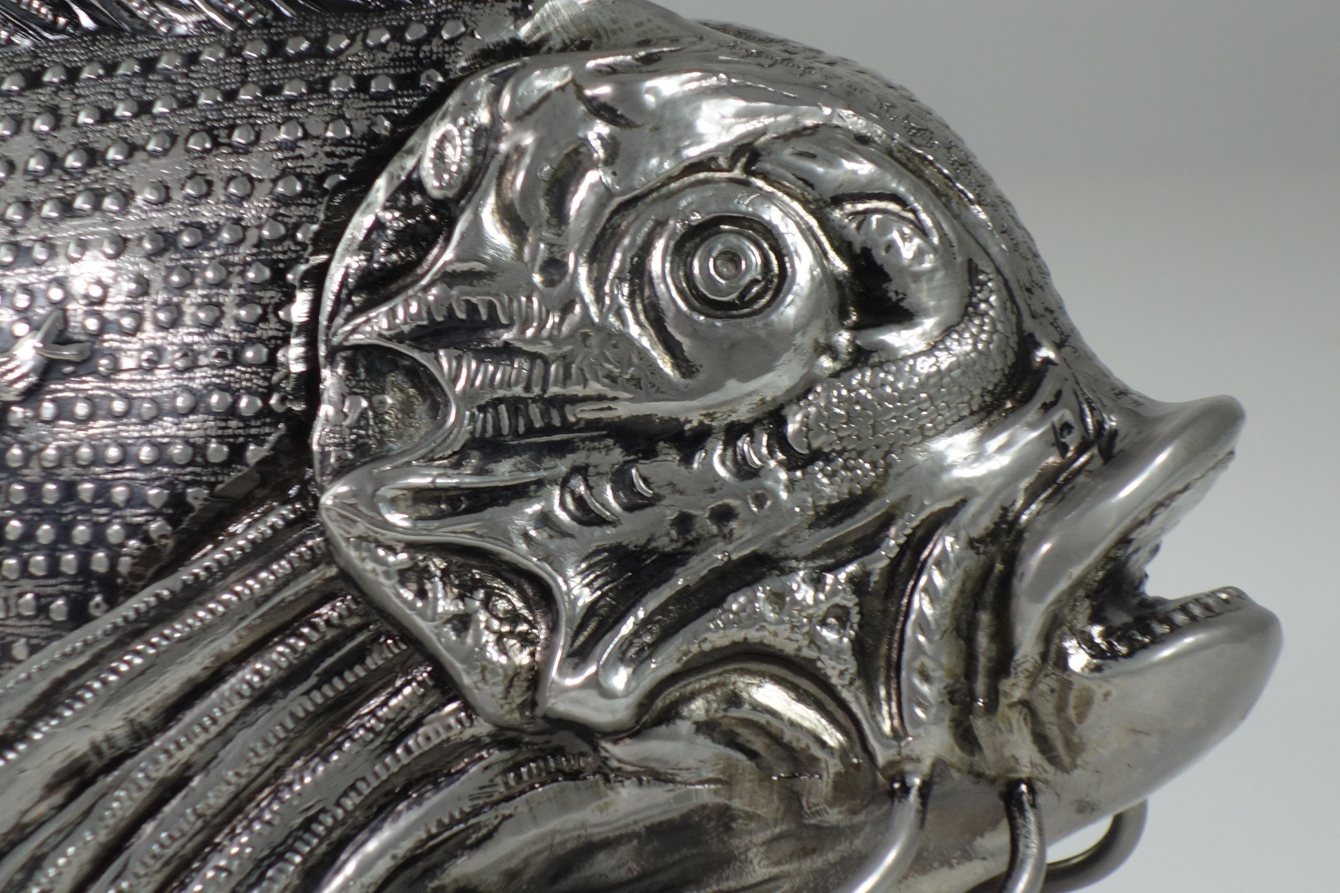 1970 Mauro Manetti Sturgeon Modern Silver Pewter Metal Fish Sculpture For Sale 4
