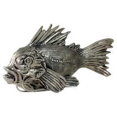 1970 Mauro Manetti Sturgeon Modern Silver Pewter Metal Fish Sculpture