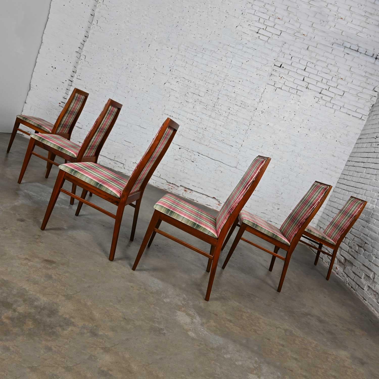 1970 MCM Dillingham Espirit Line Walnut Dining Chairs by Merton Gershun Set of 6 1