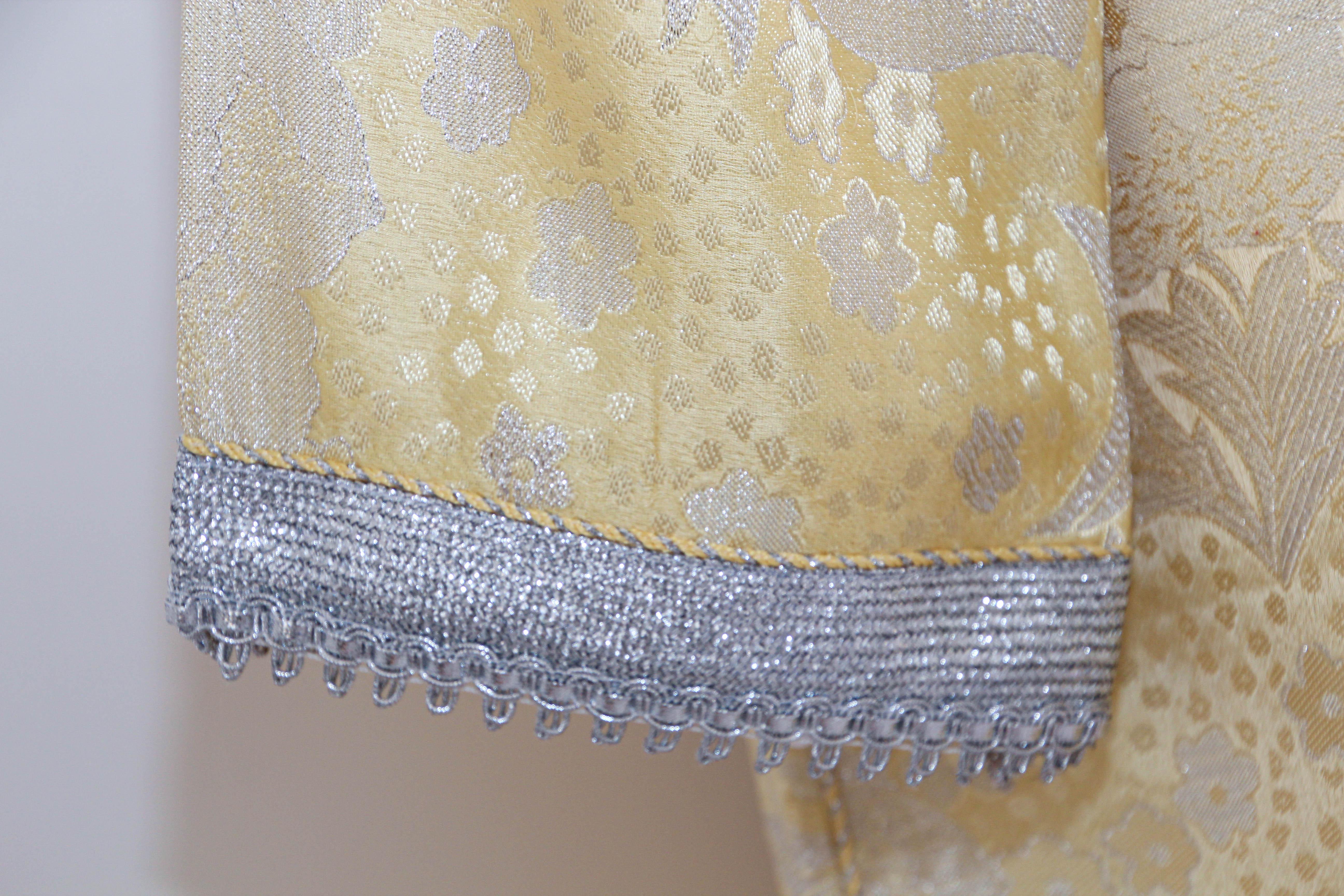 1970 Metallic Gold and Silver Brocade Maxi Dress Caftan Gown Kaftan For Sale 7