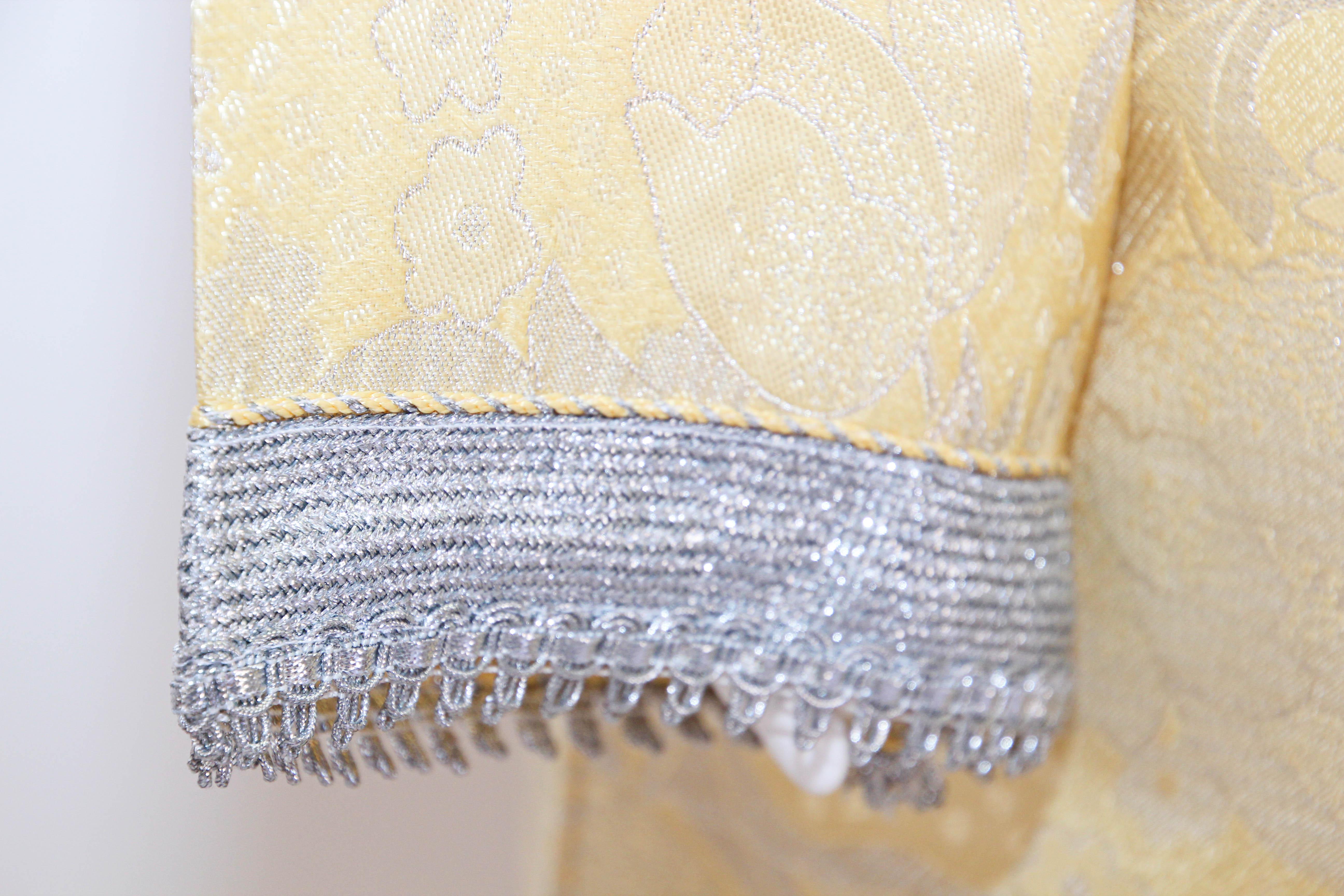 1970 Metallic Gold and Silver Brocade Maxi Dress Caftan Gown Kaftan For Sale 2