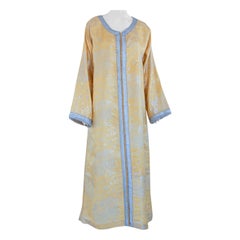 Vintage 1970 Metallic Gold and Silver Brocade Maxi Dress Caftan Gown Kaftan