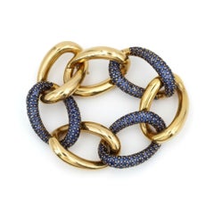 1970 Mid-Century 18kt yellow Gold Twisted Bracelet with 14.55 Cts Blue Sapphires