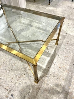 1970 Mid Century Messing Glasplatte Kaffee Cocktal Tisch