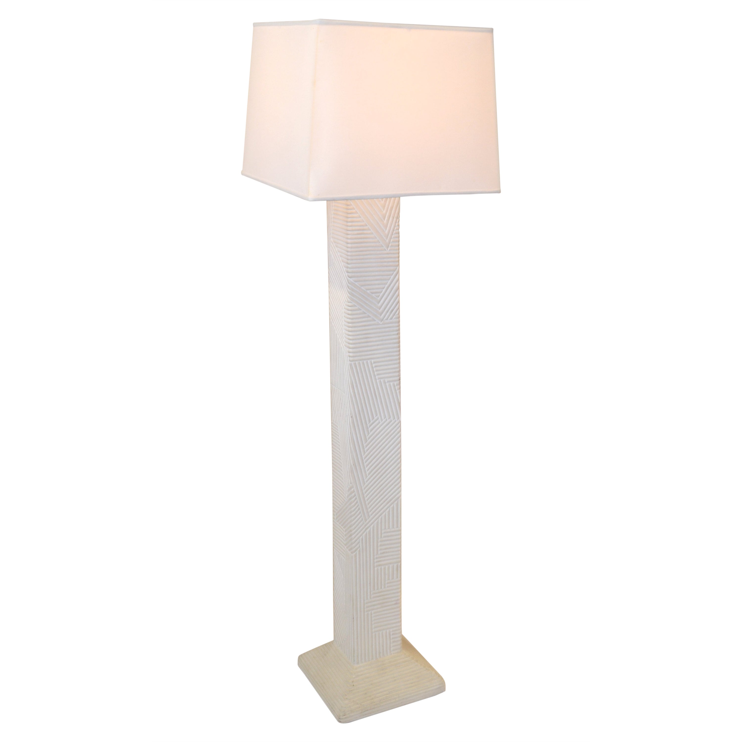 Lampe en plâtre sculpturale géométrique texturée emblématique Sirmos, mi-siècle moderne, 1970
