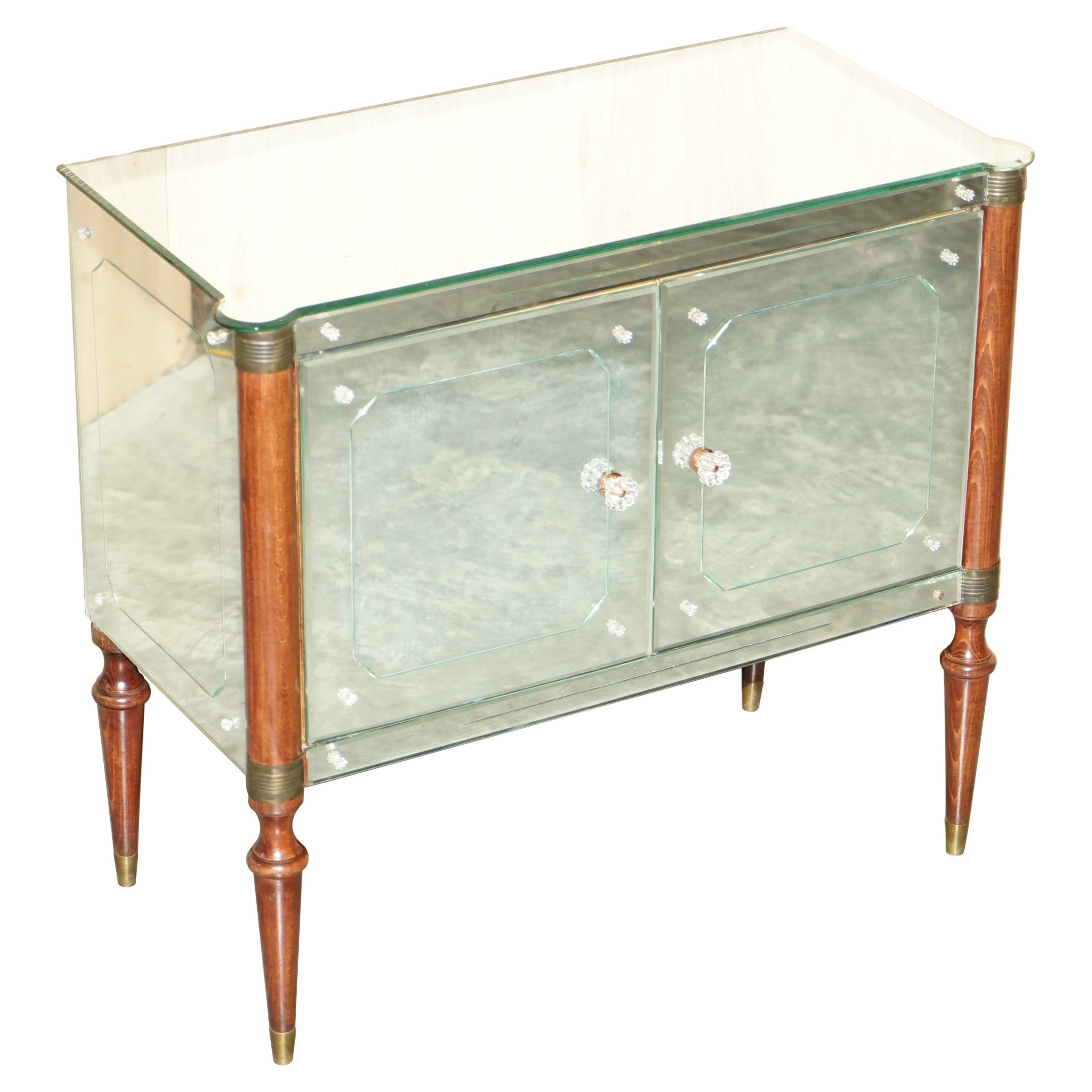 1970 Mid-Century Modern Italian Venetian Glass Cocktail Drinks Cabinet Sideboard