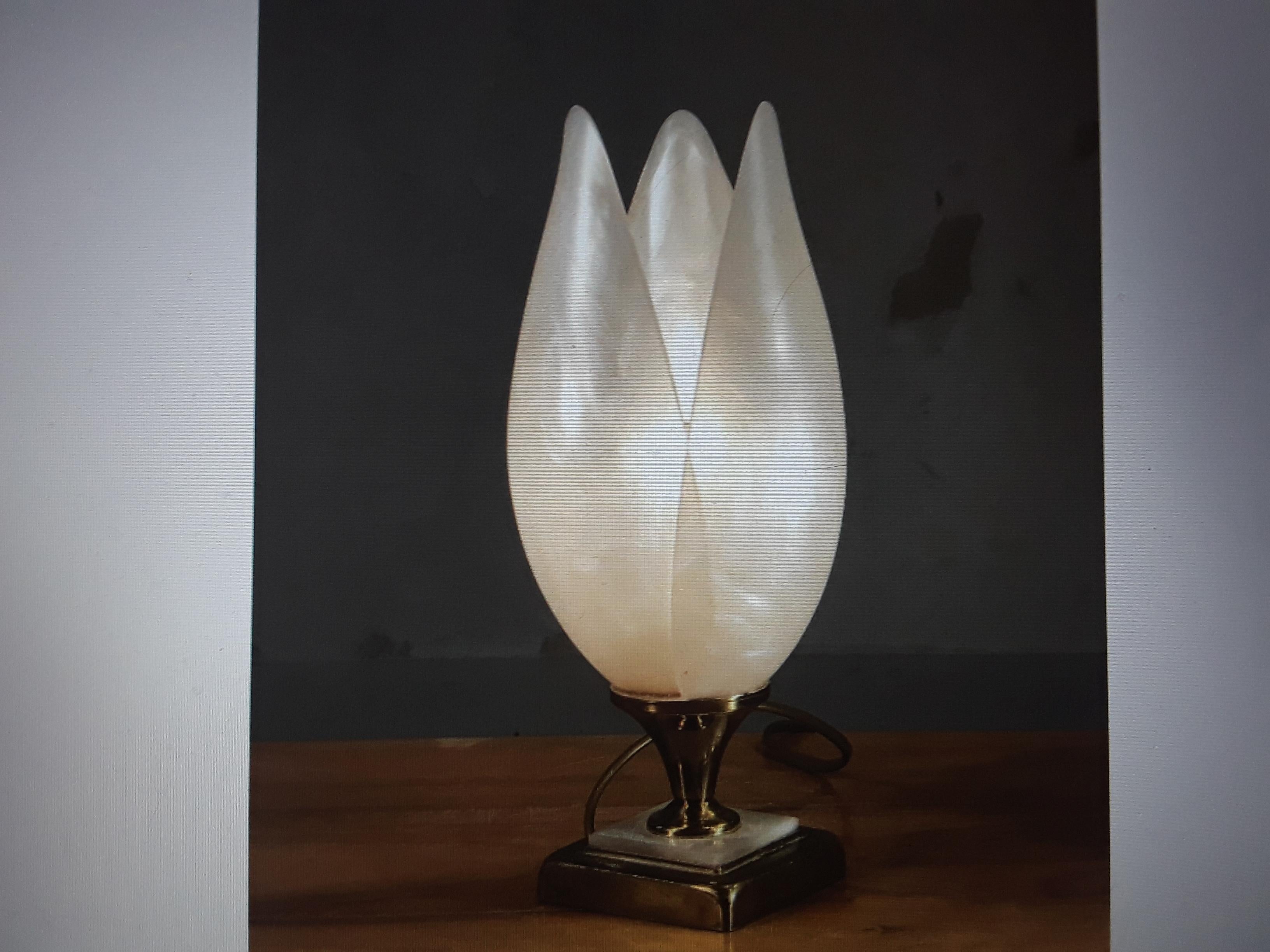 1970 Mid Century Modern Maison Rougier Opalescent Table Lamp For Sale 3