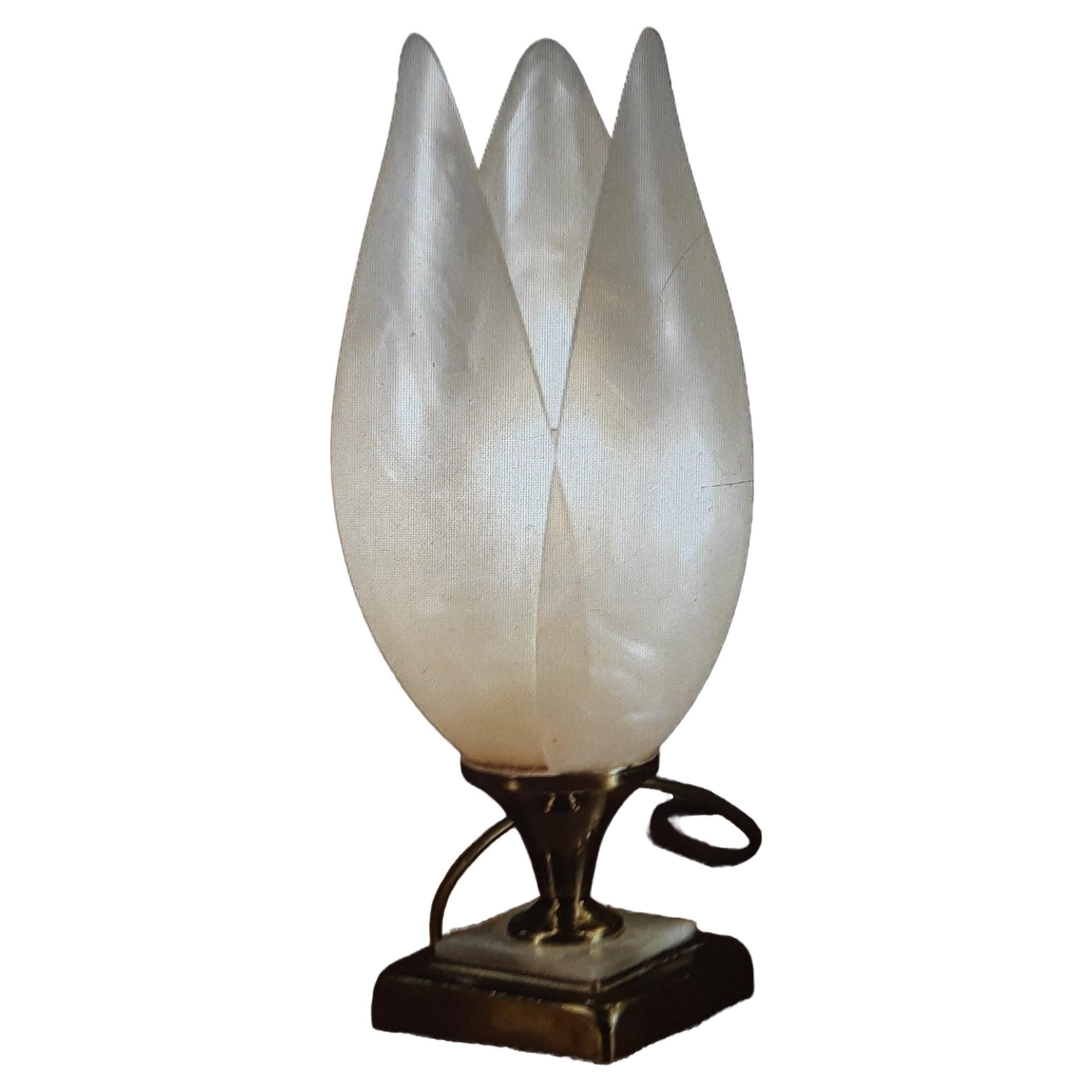 1970 Mid Century Modern Maison Rougier Opalescent Table Lamp For Sale