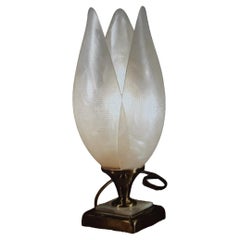 1970 Mid Century Modern Maison Rougier Opalescent Table Lamp