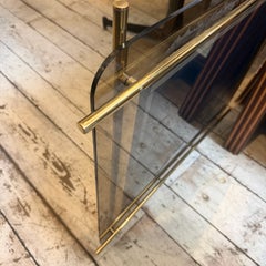 Specchio da parete quadrato in vetro fumé e ottone, stile Mid-Century Modern del 1970, di Renato Zevi