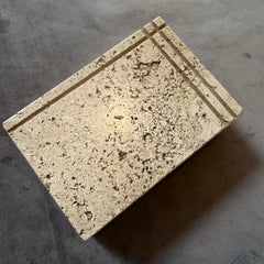 1970 Mid-Century Modern Travertine and Brass Box by Enzo Mari for f.lli Mannelli