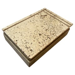 1970 Mid-Century Modern Travertine and Brass Box by Enzo Mari for f.lli Mannelli
