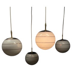 1970 milk glass mcm style globe pendant lights