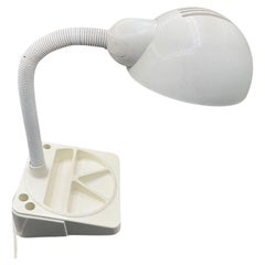 1970 Mod Space Age White Plastic Gooseneck Desk Lamp by Mobilite