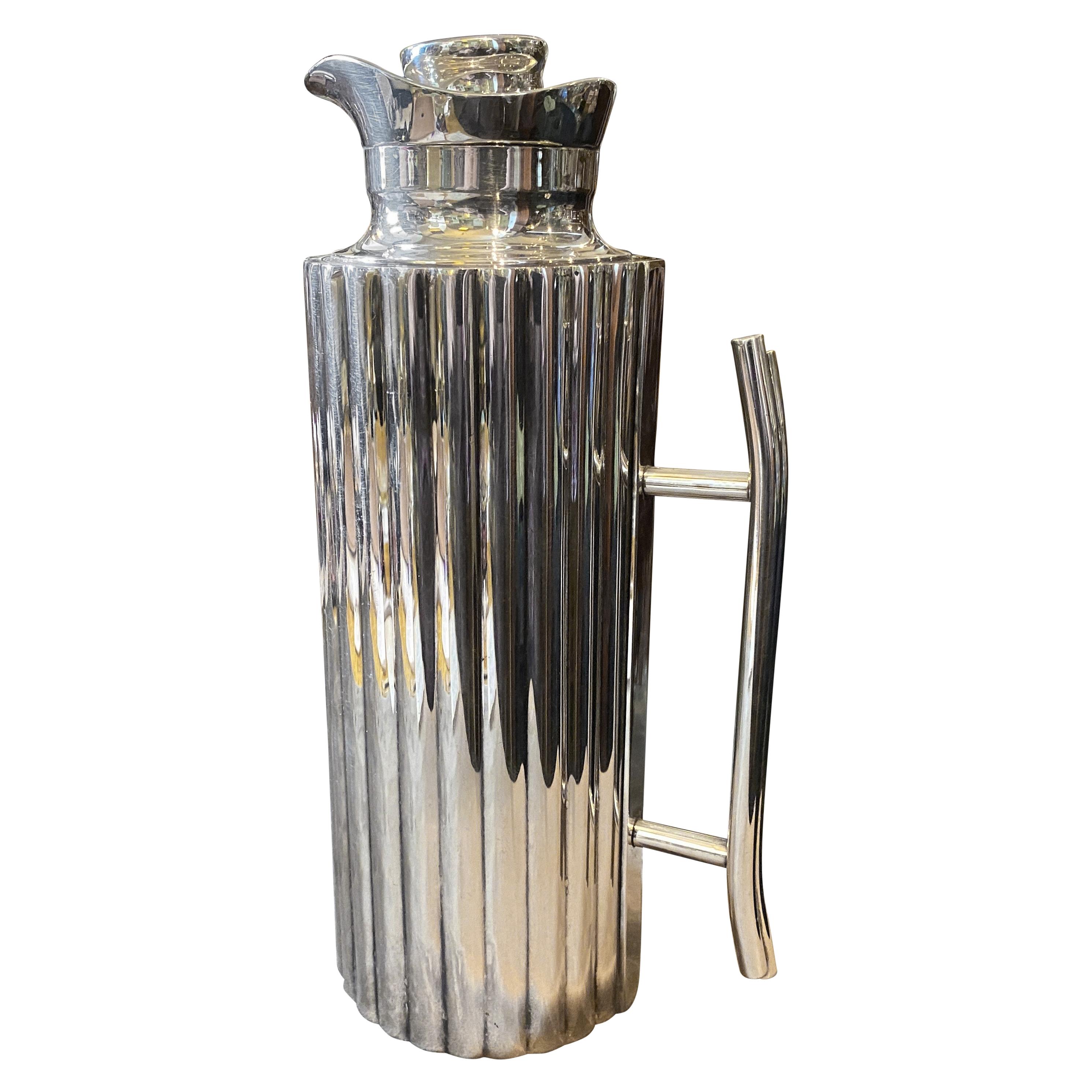 1970 Modernist Silver Plated Italian Thermos Carafe by Cassetti Firenze