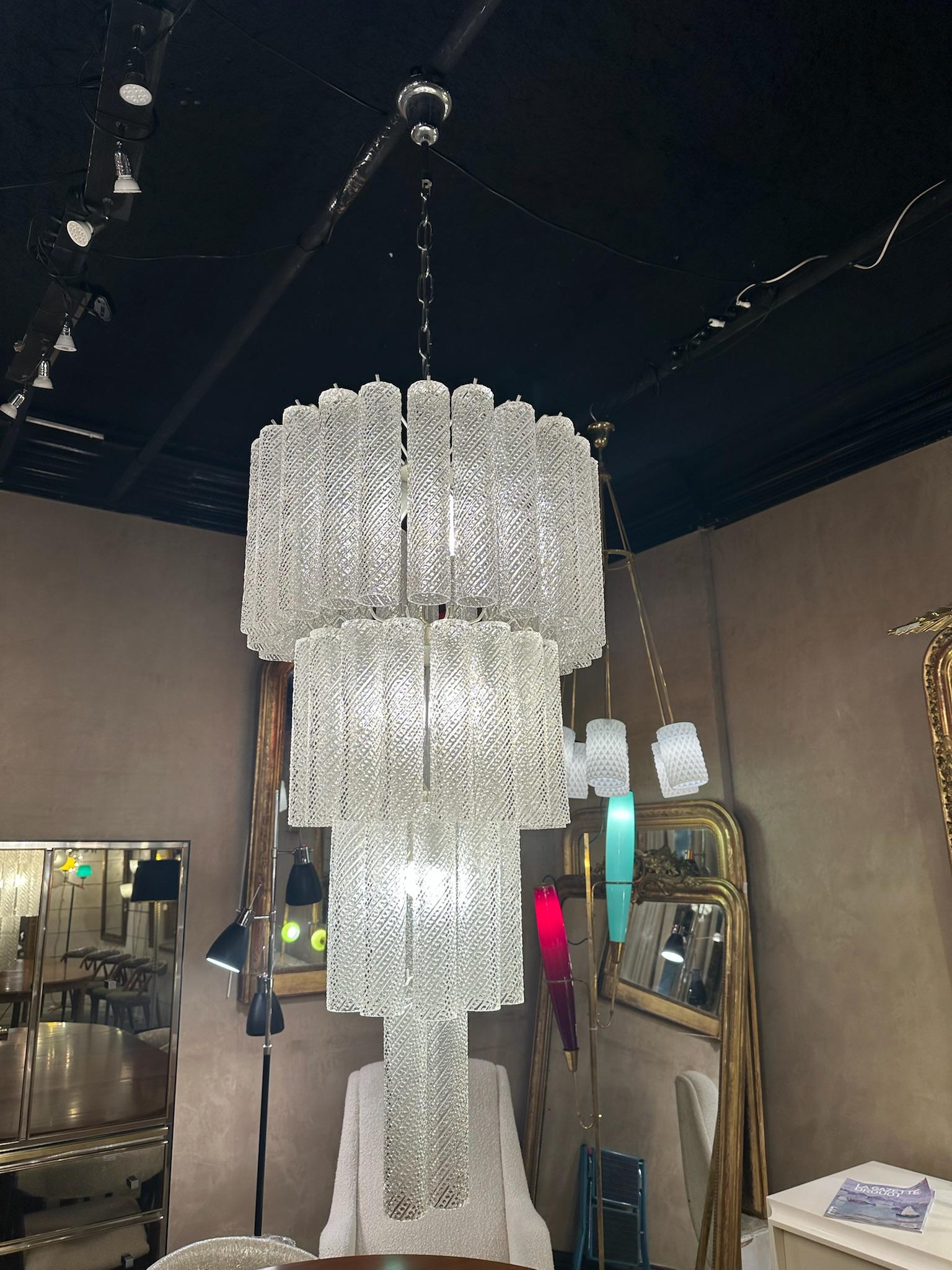 Lampadario a cascata in vetro di Murano del 1970 In condizioni buone in vendita a SAINT-OUEN-SUR-SEINE, FR