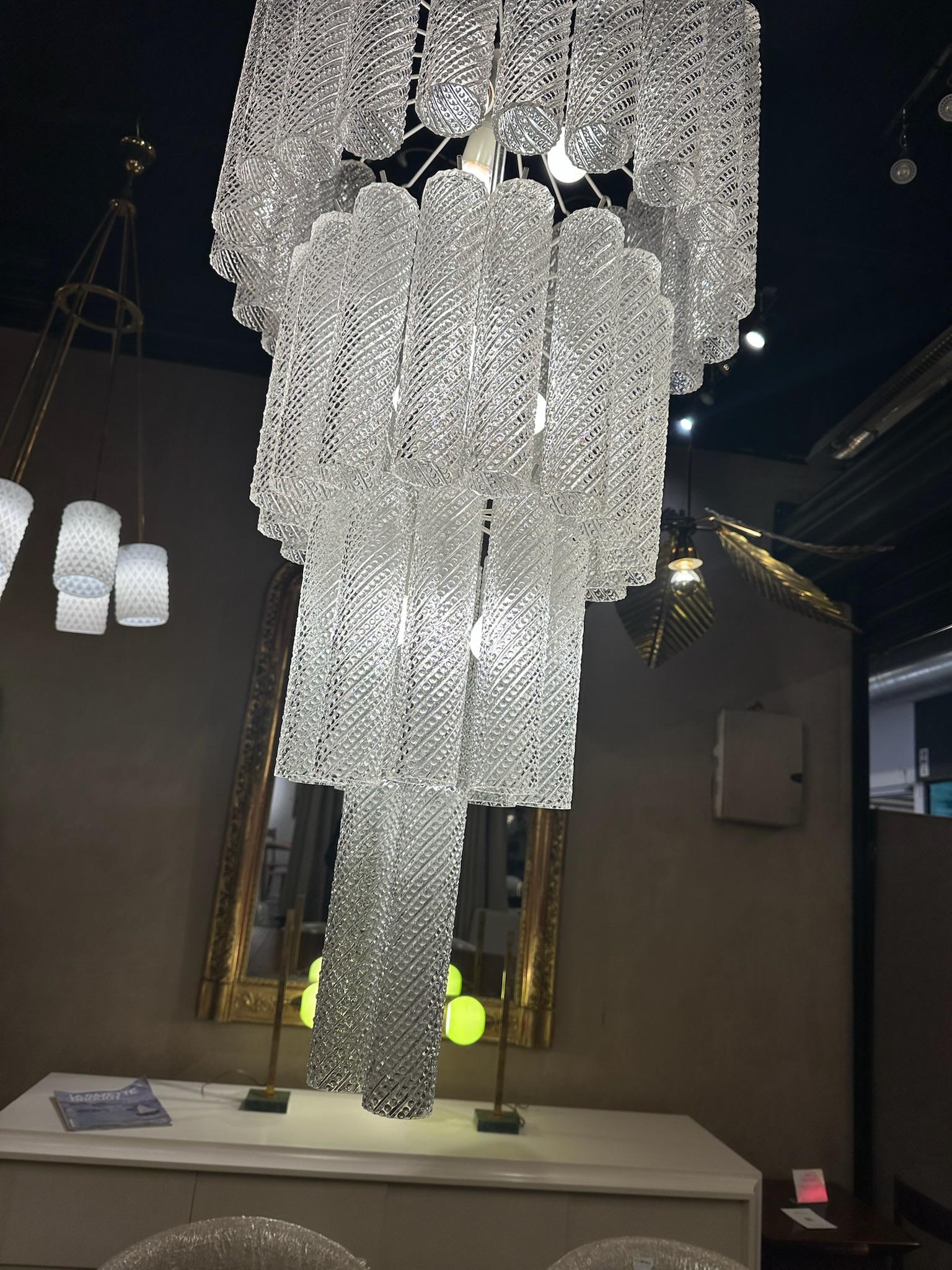 Fine XX secolo Lampadario a cascata in vetro di Murano del 1970 in vendita