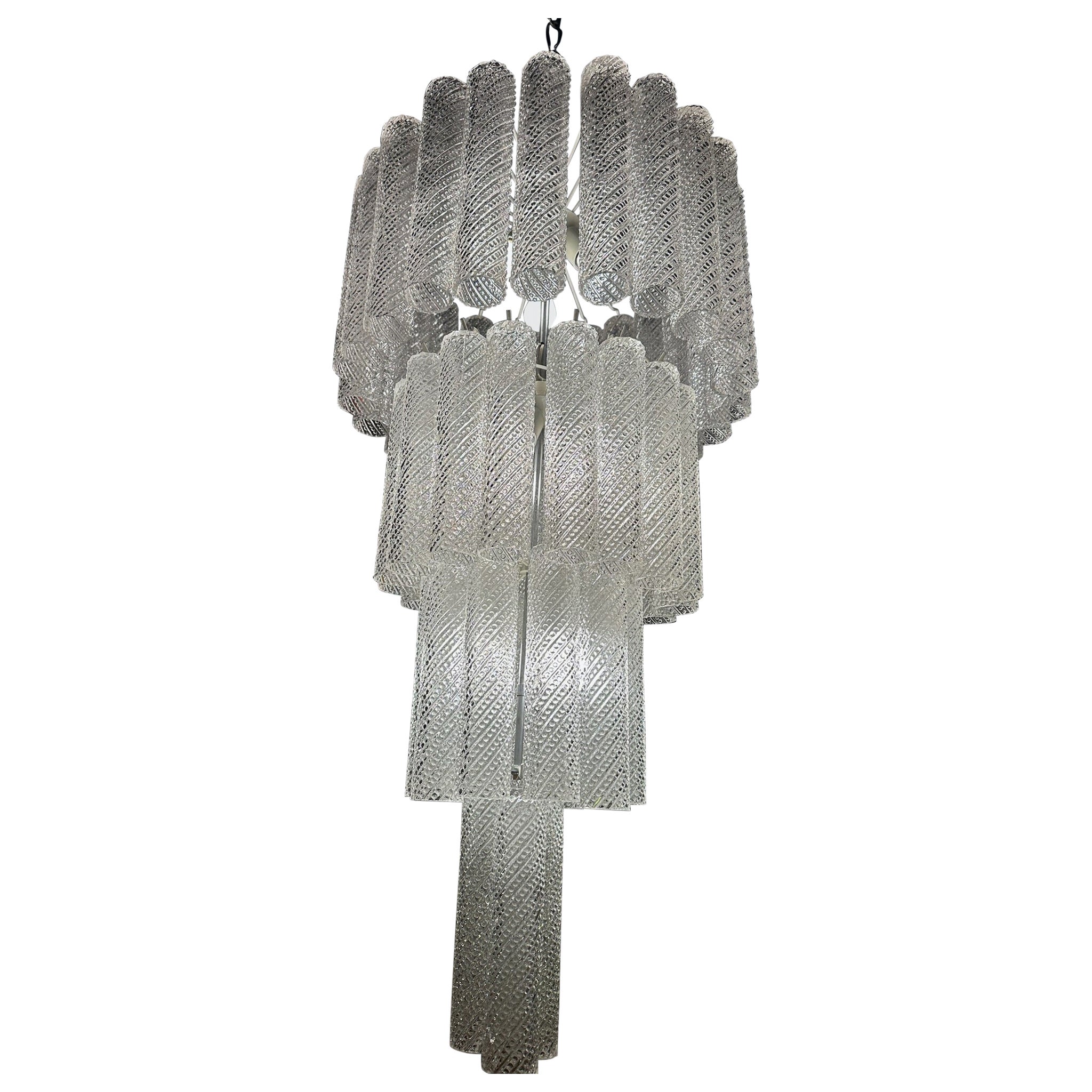 Lampadario a cascata in vetro di Murano del 1970