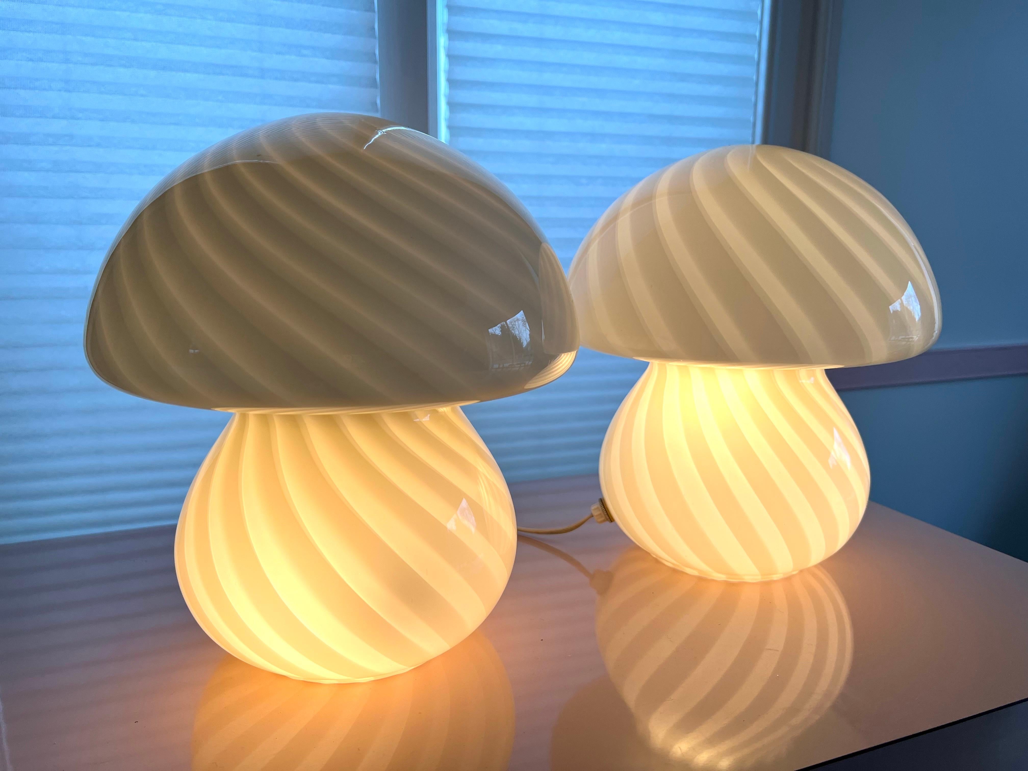 Yellow Murano Attributed Glass Mushroom Lamps - a Pair, circa 1970

They are perfect for your bedside tables or anywhere in the house. In amazing vintage condition.