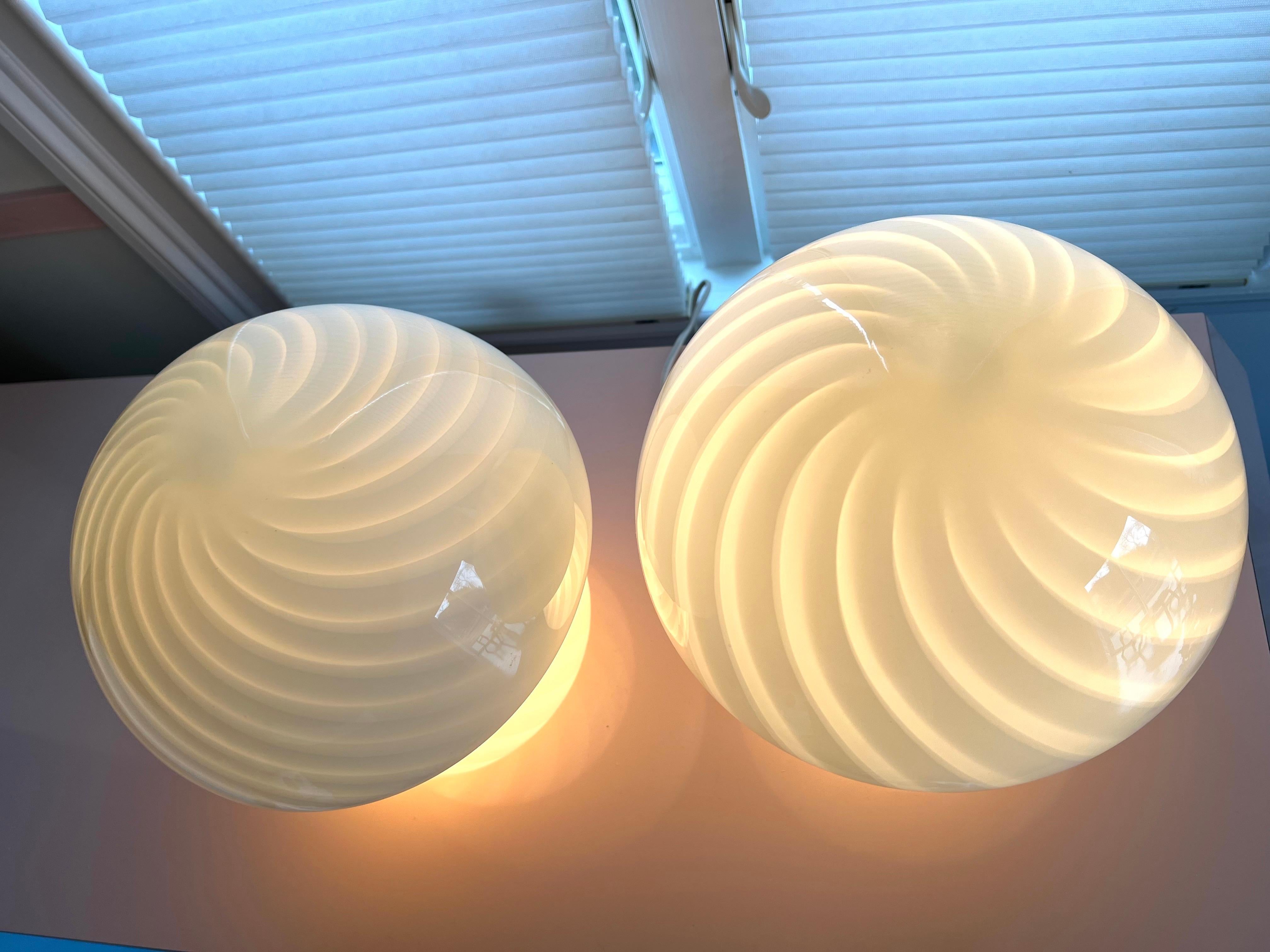 Post-Modern 1970 Murano style Glass Mushroom Table Lamps - A Paie For Sale