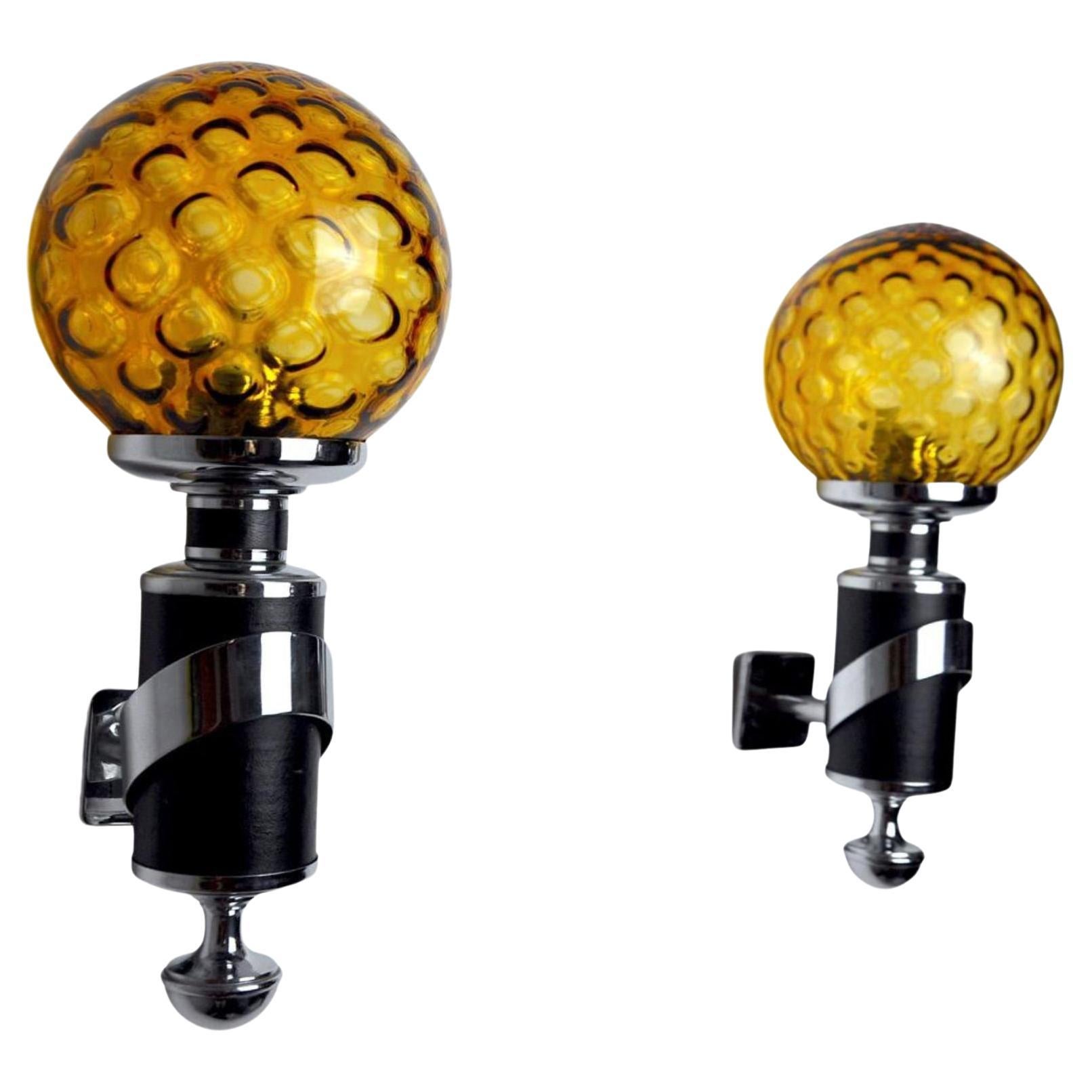 1970 Murano Wall Lamps, Italy, a Pair For Sale