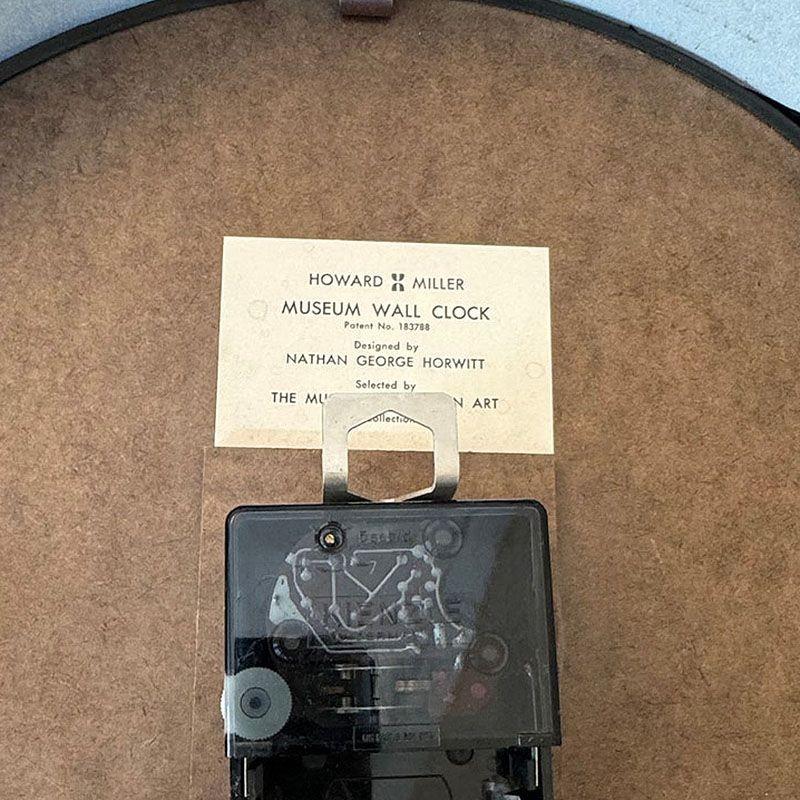 Reloj de pared Museum 1970 de Nathan Horwitt para Howard Miller en venta 4