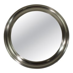 1970 "Narciso" Sergio Mazza Artemide Design Nickel Brass Round Wall Mirror