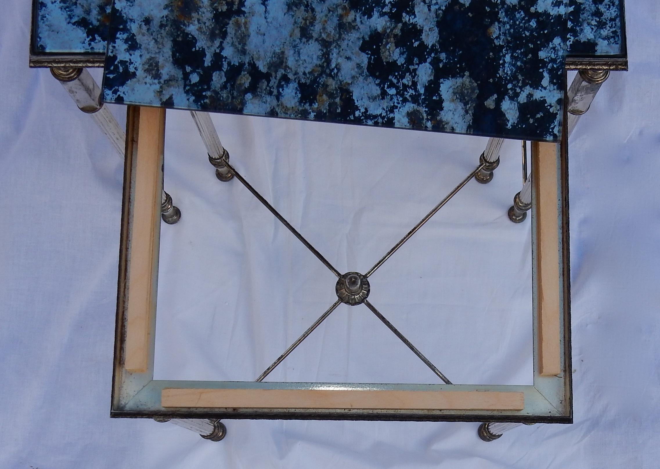 1970 Nesting Side Tables Silvered Metal in the Style of Maison Baguès In Good Condition For Sale In Paris, FR