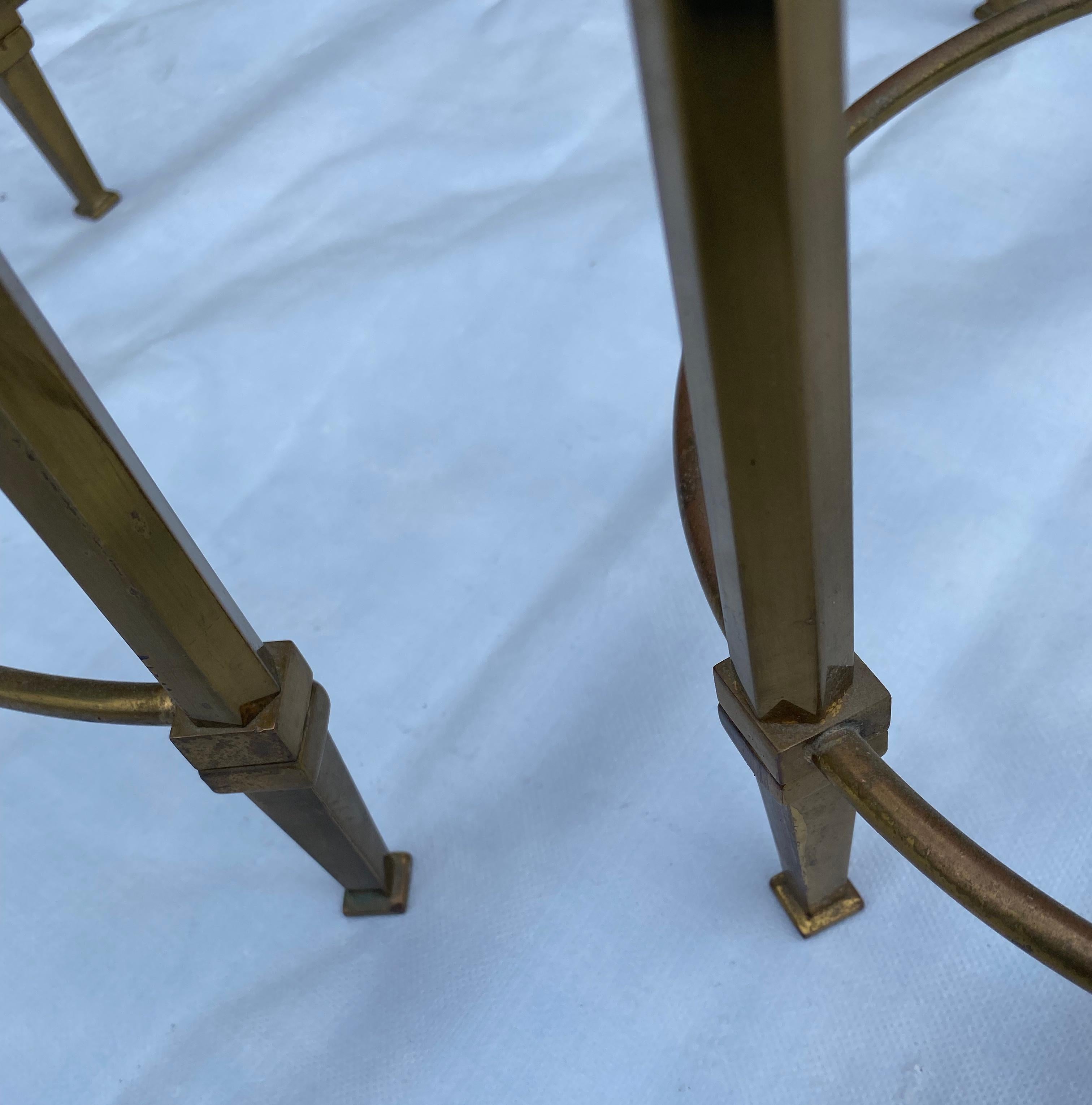 Polished 1970, Nesting Tables in Brass in the Style of Maison Ramsay For Sale