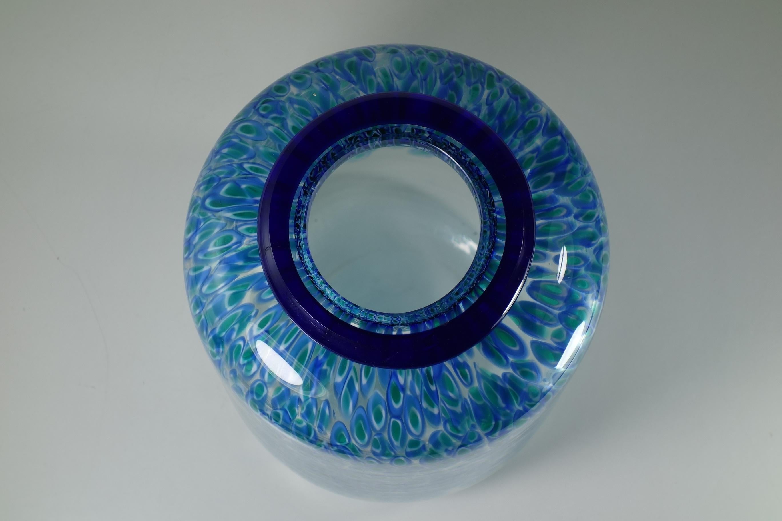 1970 Neverrino Gae Aulenti Italian Design Murrine Murano Glass Vase For Sale 3