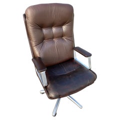 1970 Office Armchair in the Style of Osvaldo Borsani in Brown Leather