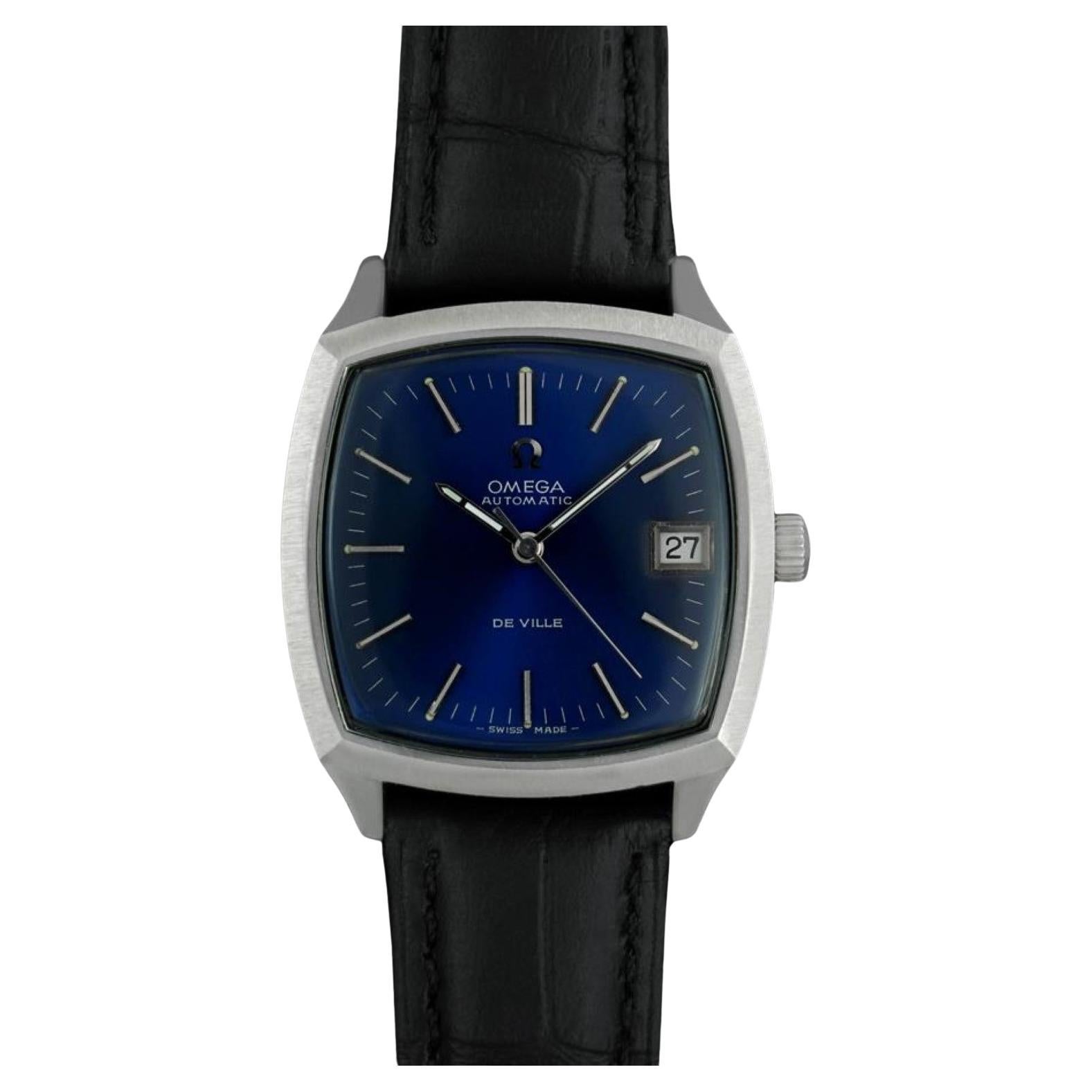 Omega De Ville Vintage Mens Automatic Blue Dial Montre en acier inoxydable, 1970