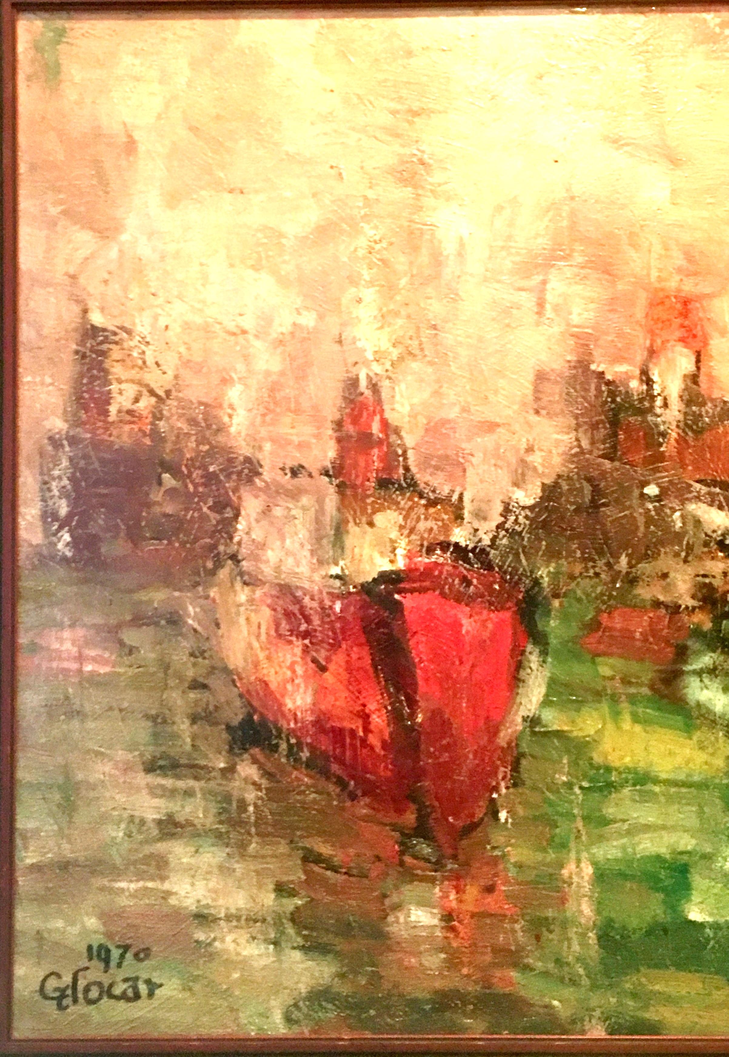 1970 Original Oil on Canvas Abstract Painting by, Emilan Glocar In Good Condition For Sale In West Palm Beach, FL