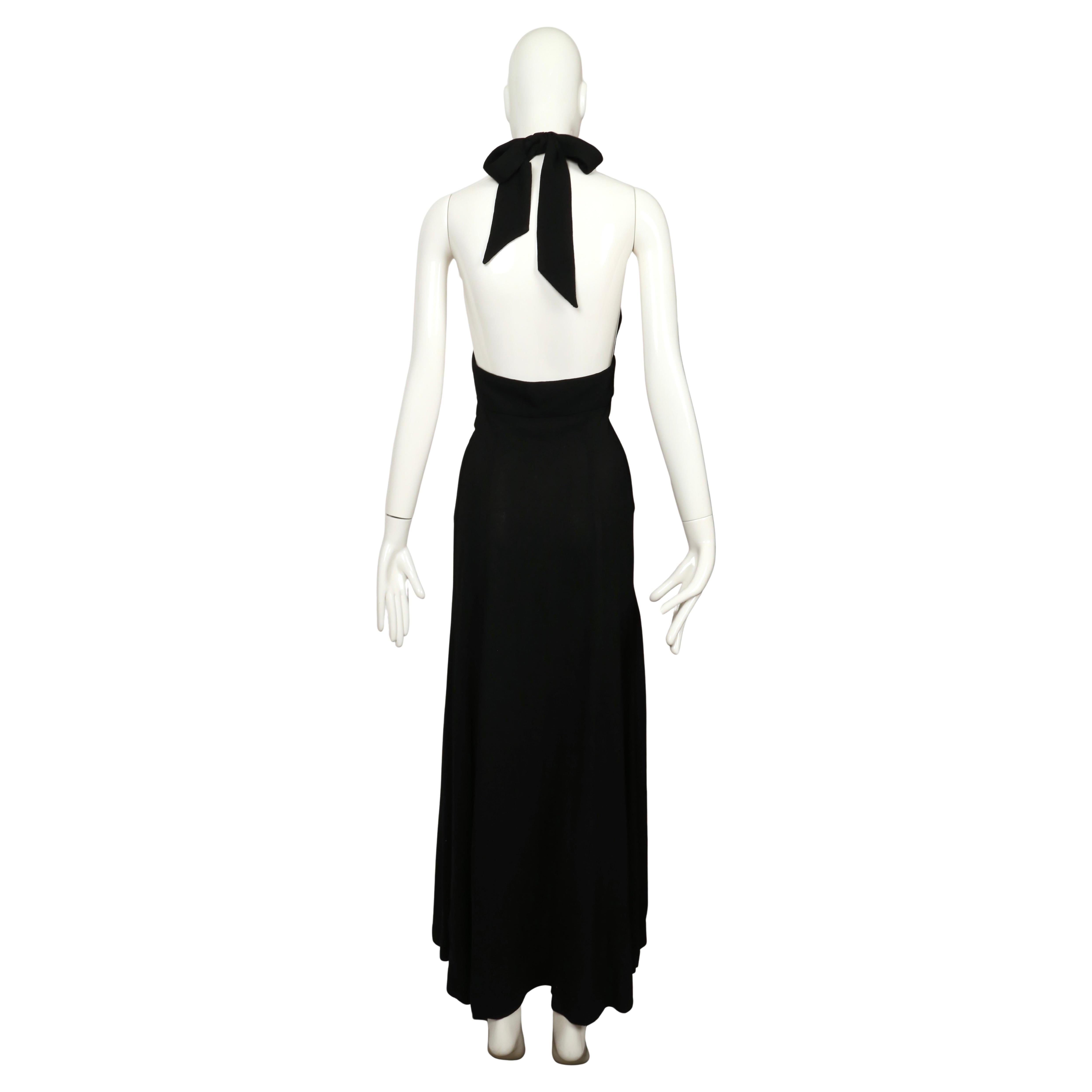 1970 Ossie Clark - Robe dos nu en crêpe mousse noir en vente 5