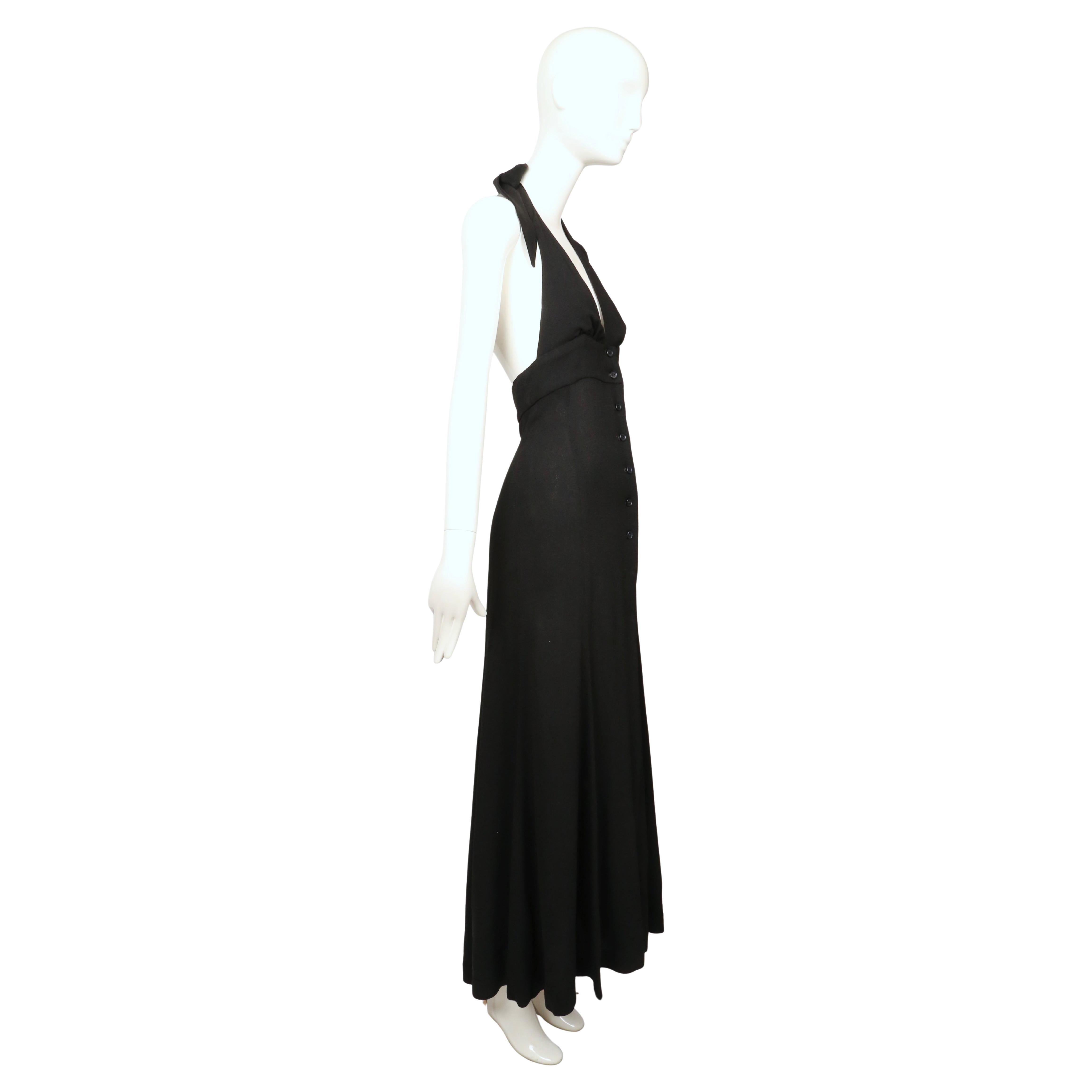 1970 Ossie Clark - Robe dos nu en crêpe mousse noir Pour femmes en vente