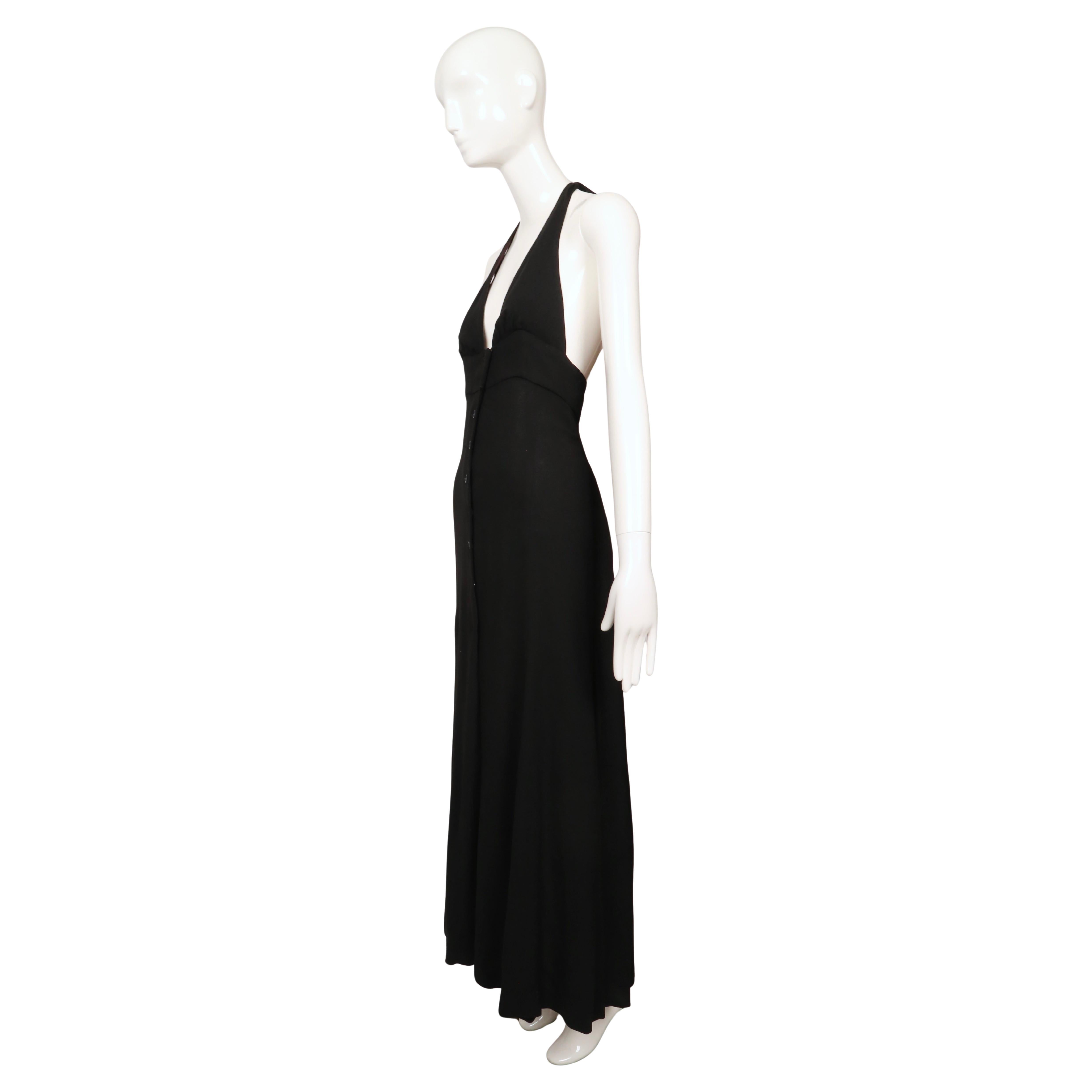 1970 Ossie Clark - Robe dos nu en crêpe mousse noir en vente 2