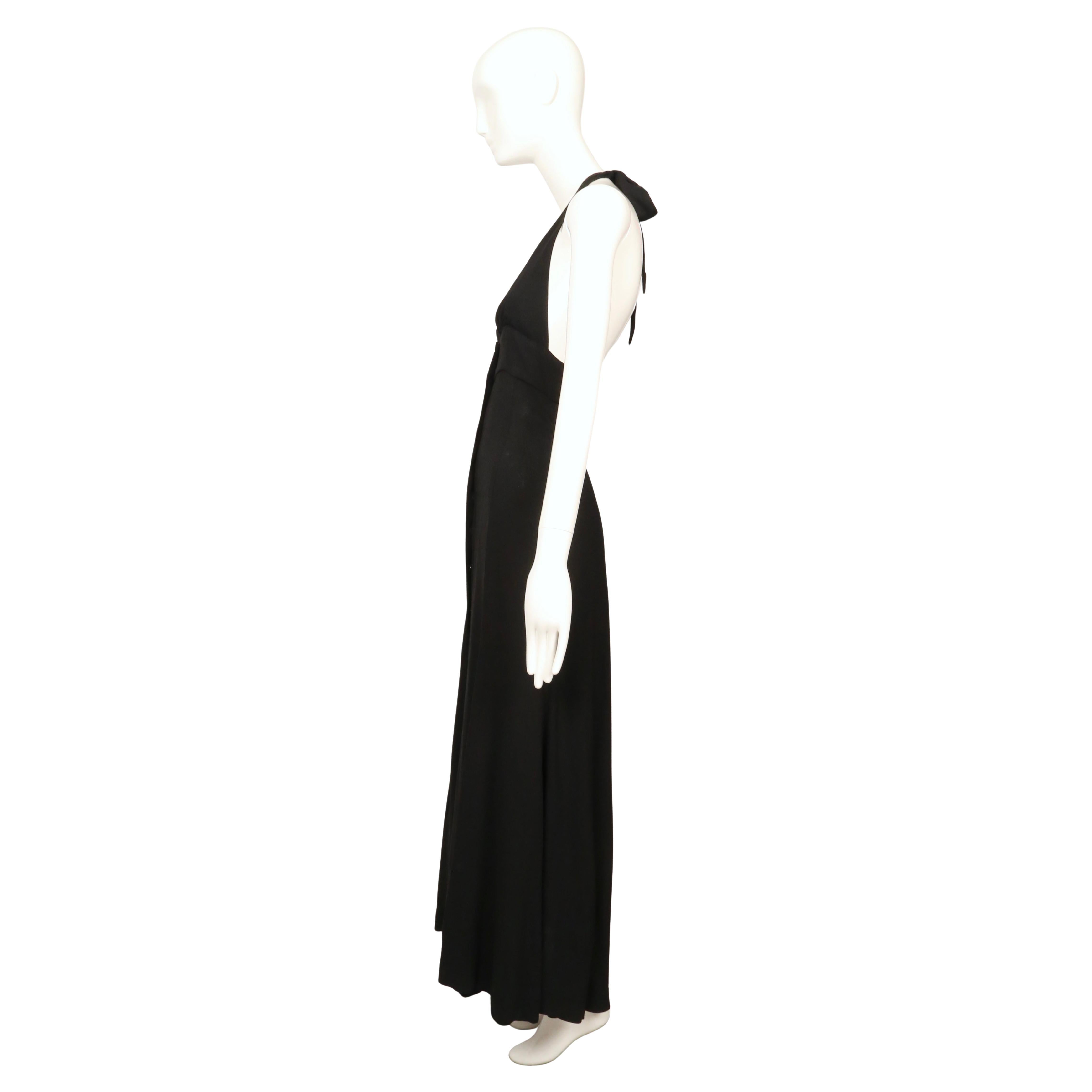 1970 Ossie Clark - Robe dos nu en crêpe mousse noir en vente 3