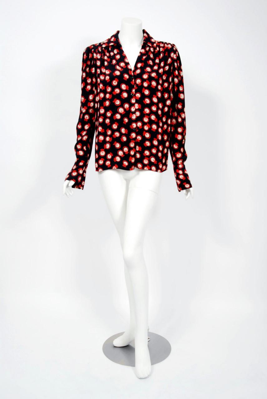 A gorgeous Ossie Clark silk-crepe blouse dating back to his 1970 couture collection. Raymond 